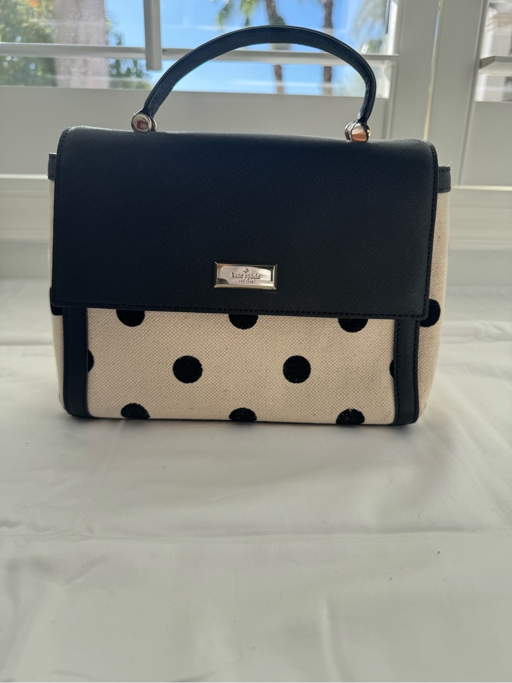 Kate spade canvas polka dot top handle bag